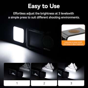 ULANZI LM18 Mini LED Action Camera Vlogging Light Video Light Waterproof Photography Magnetic Fill Lighting for DJI Osmo Action 3/4/5 Camera Cage Accessories and Osmo Pocket 3/4Accessories