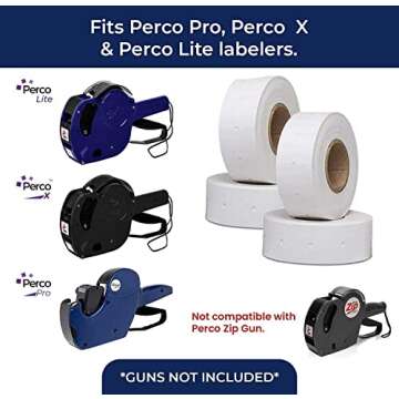 Perco 1 Line Freezer Adhesive White Labels - 1 Sleeve, 8,000 Blank Pricing Labels for Perco 1 Line P...