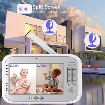 JLB7tech Split-Screen Video Baby Monitor with Dual Cameras