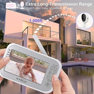 JLB7tech Split-Screen Video Baby Monitor with Dual Cameras
