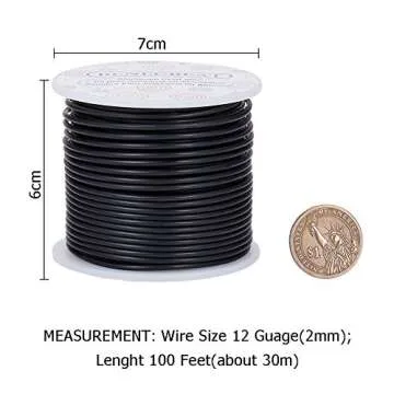 BENECREAT 12 Gauge Matte Black Craft Wire for Jewelry