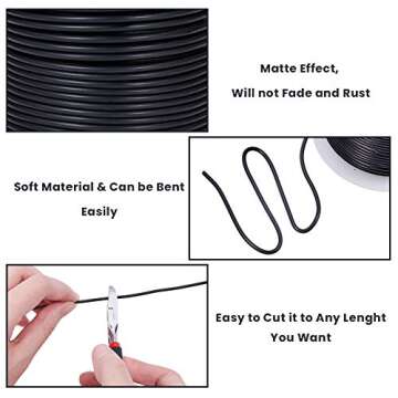 BENECREAT 12 Gauge Matte Black Craft Wire for Jewelry