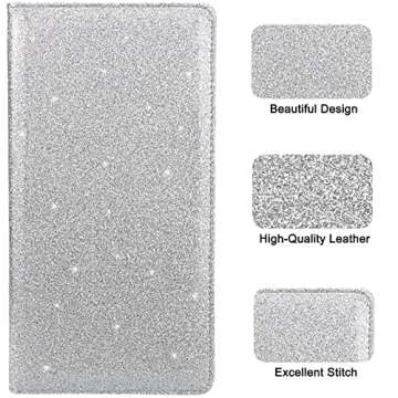 Bodskad Car Registration and Insurance Holder, Premium Leather Insurance and Registration Holder,vehicle Glove Box Car Organizer, with Magnetic Shut for Cards, Driver License (Glitter Silver A)