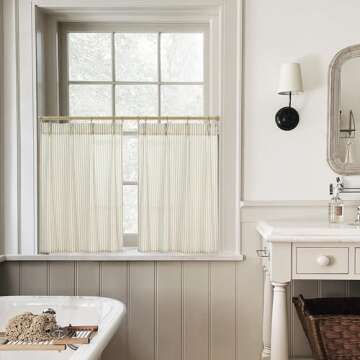 Elegant Half Curtains for Windows in Vintage Linen Style