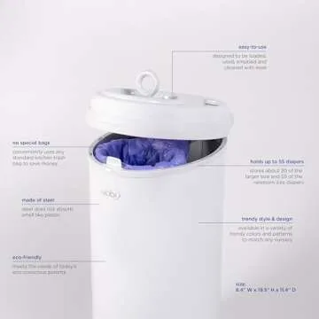 Ubbi Steel Diaper Pail, Odor Locking, No Special Bag Required, Award-Winning, Registry Must-Have, Sage Green