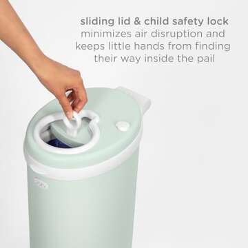 Ubbi Steel Diaper Pail, Odor Locking, No Special Bag Required, Award-Winning, Registry Must-Have, Sage Green