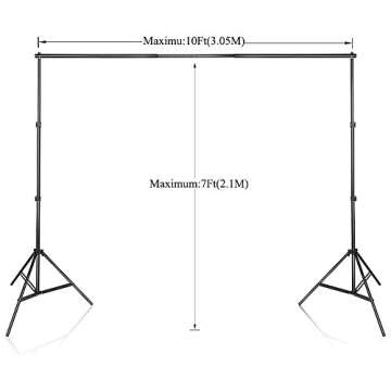 SLOW DOLPHIN Photo Video Studio 10x7ft(WxH) Adjustable Backdrop Support System Kit Background Stand ...