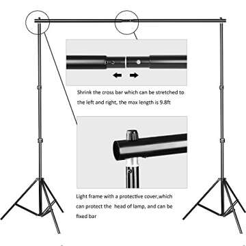 SLOW DOLPHIN Photo Video Studio 10x7ft(WxH) Adjustable Backdrop Support System Kit Background Stand with Carry Bag