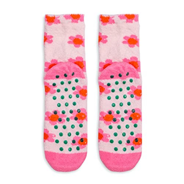 ban.do Pink Floral Fuzzy Non Slip Socks for Women