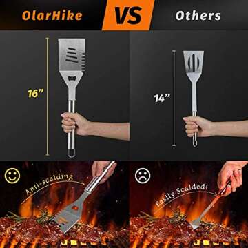 OlarHike Grilling Accessories BBQ Grill Tools Set, 25PCS Stainless Steel Grilling Kit for Smoker, Ca...