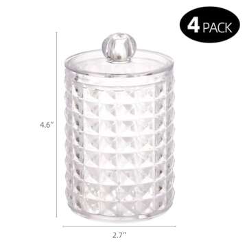 Tbestmax 4 Pack Qtip Holder Dispenser for Cotton Ball, Cotton Swab, Cotton Round Pads, Floss Picks -...