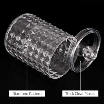 Tbestmax 4 Pack Qtip Holder Dispenser for Cotton Ball, Cotton Swab, Cotton Round Pads, Floss Picks - 10 oz Clear Plastic Apothecary Jar for Bathroom Canister Storage Organization