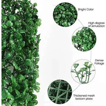 10PCS 24"x16" Artificial Hedge Boxwood Panels Grass Wall Backdrop Panel Sun Protected Artificial Grass Backdrop Wall Privacy Hedge Screen for Outdoor Indoor Garden Fence Backyard Backdrop Decor