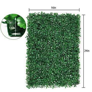10PCS 24"x16" Artificial Hedge Boxwood Panels Grass Wall Backdrop Panel Sun Protected Artificial Grass Backdrop Wall Privacy Hedge Screen for Outdoor Indoor Garden Fence Backyard Backdrop Decor
