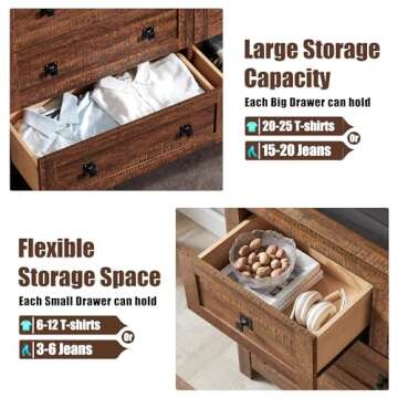 T4TREAM Farmhouse 7 Drawers Dresser for Storage
