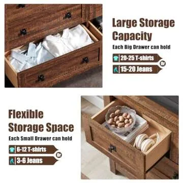 T4TREAM Farmhouse 7 Drawers Dresser for Storage