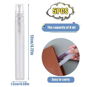 KINBOM 5 x 10ml Perfume Atomizers, Matte Plastic Refillable Spray Bottles for Travel Mist Fine Empty...