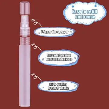 KINBOM 5 x 10ml Perfume Atomizers, Matte Plastic Refillable Spray Bottles for Travel Mist Fine Empty Spray Bottles for Hair Face Plants, 10 ml., 10ml