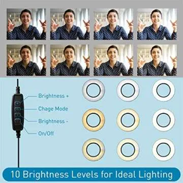 Macally Selfie Ring Light Phone Holder - Create The Ideal Setting - 3.5" Clip Ring Light with Phone Holder for Video Recording, Flexible Goosenecks, Adjustable Lighting (3 Modes|10 Brightness Levels)