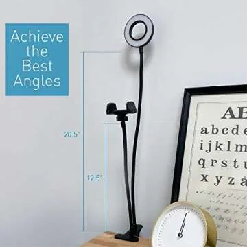 Macally Selfie Ring Light Phone Holder - Create The Ideal Setting - 3.5" Clip Ring Light with Phone Holder for Video Recording, Flexible Goosenecks, Adjustable Lighting (3 Modes|10 Brightness Levels)