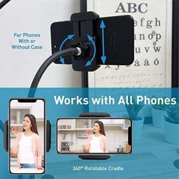 Macally Selfie Ring Light Phone Holder - Create The Ideal Setting - 3.5" Clip Ring Light with Phone Holder for Video Recording, Flexible Goosenecks, Adjustable Lighting (3 Modes|10 Brightness Levels)