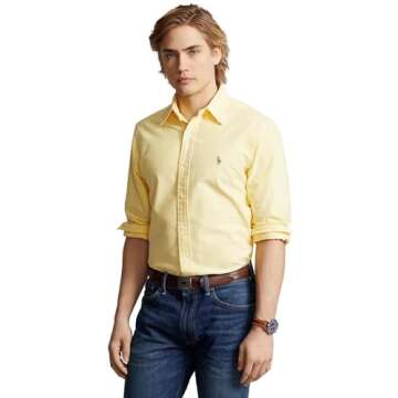 Polo Ralph Lauren Men's Long Sleeve Oxford Button Down Shirt - Stylish Comfort in New Yellow