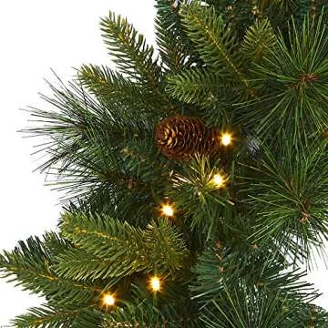 Nearly Natural 24in Pine Wreath with LED Lights & Pinecones