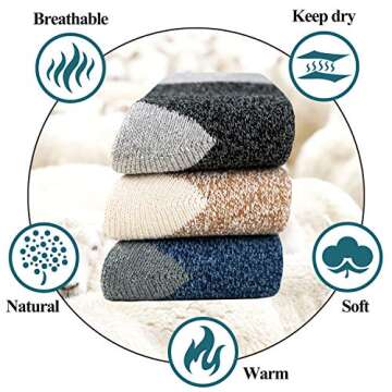 Time May Tell Womens Merino Wool Socks Thick Knit Warm Cushion Wool-Socks-for-Women 2/3 Pack(Dark Gr...