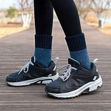 Time May Tell Womens Merino Wool Socks Thick Knit Warm Cushion Wool-Socks-for-Women 2/3 Pack(Dark Grey/Brown/Blue/Multi(3 Pairs),US Size 5-9)