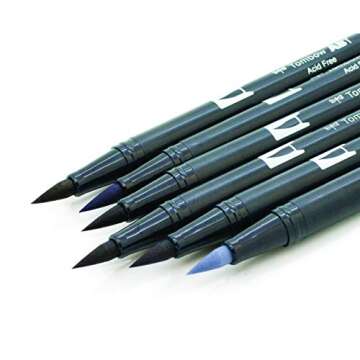 Tombow Dual Brush Pen Art Markers, Grayscale, 6-Pack