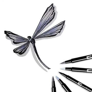 Tombow Dual Brush Pen Art Markers, Grayscale, 6-Pack