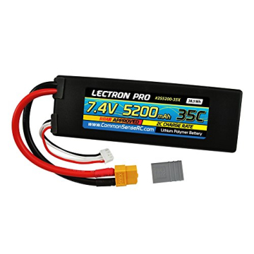Common Sense RC Lectron Pro 7.4V 5200mAh 35C Lipo Battery with XT60 Connector + CSRC adapter for XT6...