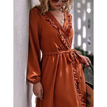 BerryGo Long Sleeve Ruffle Wrap Maxi Dress for Women