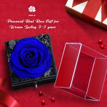 S SIVERY Preserved Real Rose with Necklace for Women