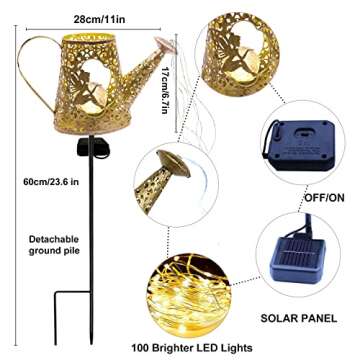 Solar Watering Can Lights, Gifts for Mother's Day, Solar Waterfall Fairy Lights, Waterproof Gardening Housewarming Gifts,Garden Decor for Yard Porch Landscape Patio(Warm White)