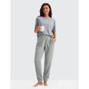 CRZ YOGA SoftAura Sweatpants Women Modal Joggers High Waisted Lounge Travel Casual Sweat Pants with Pockets Cinch Bottom Sterling X-Small