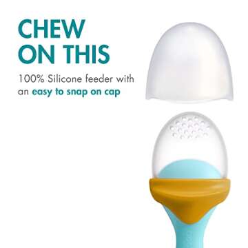 Boon Pulp Silicone Baby Fruit Feeder - Soft Silicone Baby Feeding Set - Fruit and Vegetable Baby Led...