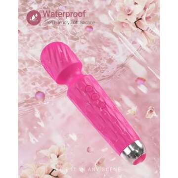 Vibrator Wand, Female Adult Sex Toys, Vibrators for Her, Wand Massager, Clit Stimulator Sex Toy, Dildo, with 8 Speeds of Pleasure & 20 Patterns, Powerful, Waterproof (Rose)