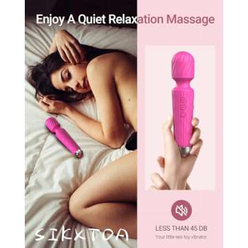 Vibrator Wand, Female Adult Sex Toys, Vibrators for Her, Wand Massager, Clit Stimulator Sex Toy, Dildo, with 8 Speeds of Pleasure & 20 Patterns, Powerful, Waterproof (Rose)