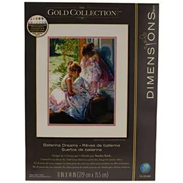 Dimensions Gold Collection Counted Cross Stitch Kit, Ballerina Dreams, 18 Count Ivory Aida, 11'' x 1...