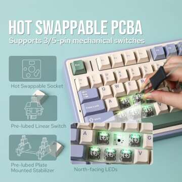 EPOMAKER x Aula F75 Gasket Mechanical Keyboard, 75% Wireless Hot Swappable Gaming Keyboard with Five-Layer Padding&Knob, Bluetooth/2.4GHz/USB-C, RGB (Green, LEOBOG Reaper Switch)