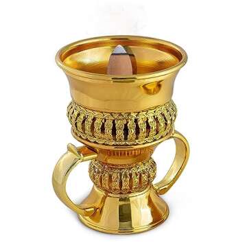 AM Regal Metal Incense Burner - Bakhoor Burner Mubkhara – Frankincense Resin Burner - Ideal for Yoga, Spa & Aromatherapy (Gold, Small)