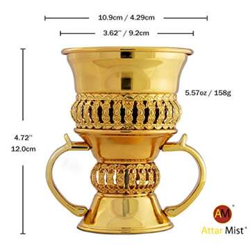 AM Regal Metal Incense Burner - Bakhoor Burner Mubkhara – Frankincense Resin Burner - Ideal for Yoga, Spa & Aromatherapy (Gold, Small)