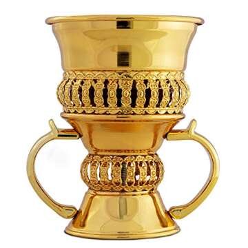 AM Regal Metal Incense Burner - Bakhoor Burner Mubkhara – Frankincense Resin Burner - Ideal for Yoga, Spa & Aromatherapy (Gold, Small)