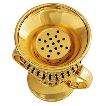 AM Regal Metal Incense Burner - Bakhoor Burner Mubkhara – Frankincense Resin Burner - Ideal for Yoga, Spa & Aromatherapy (Gold, Small)