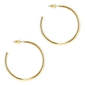 PAVOI 14K Yellow Gold Hypoallergenic Hoop Earrings for Women | 2mm Thick, 45mm Diameter Infinity Des...