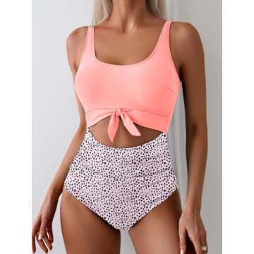 Eomenie Women's One Piece Swimsuit Tummy Control Slimming Bathing Suit Cutout Tie Knot Swimwear