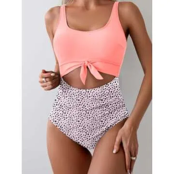 Eomenie Women's One Piece Swimsuit Tummy Control Slimming Bathing Suit Cutout Tie Knot Swimwear