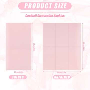 Glenmal 100 Pcs Light Pink Paper Disposable Napkins