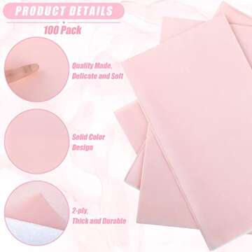 Glenmal 100 Pcs Light Pink Paper Disposable Napkins